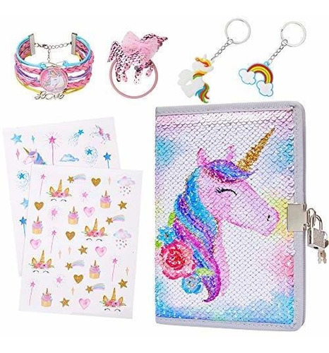 Imagen 1 de 5 de Play Tailor Unicorn Diario Cuaderno Con Candado Y Llave, Jue