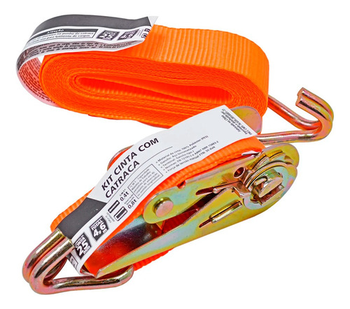 Kit Cinta 25mm Com Catraca Amarração Cargas 4,6 Metros 800kg