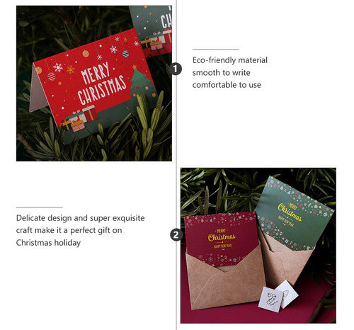 Imagem 2 de 8 de 12 Pcs Cartões Retrô Natal Impresso Feliz Christma