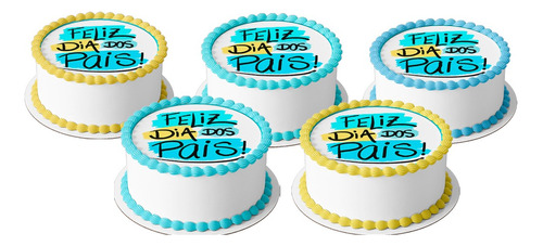 Feliz Dia Dos Pais Papel Arroz Para Bolo 10 Cm Redondo