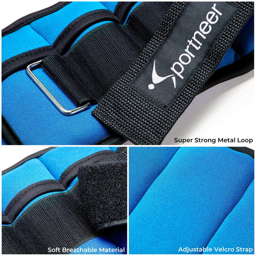 Tobilleras Deportivas Con Peso Ajustable Correa Velcro Azul Azul