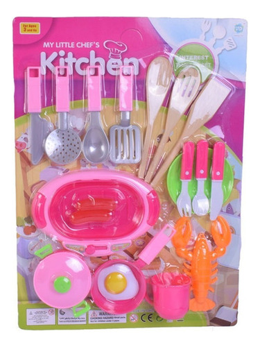 Juego De Cocina Con Accesorios En Rosa