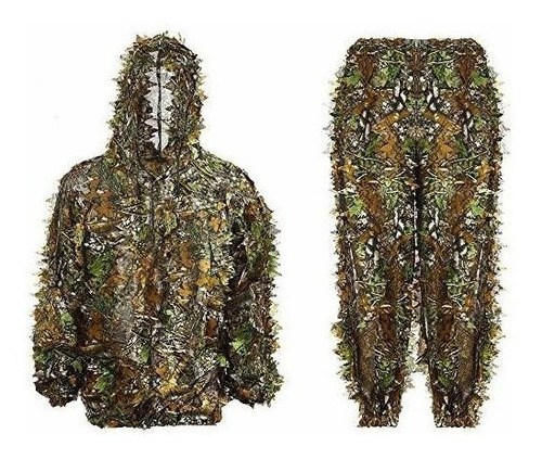 Traje De Camuflaje Con Capucha 3d De Ghillie, Traje De Caza