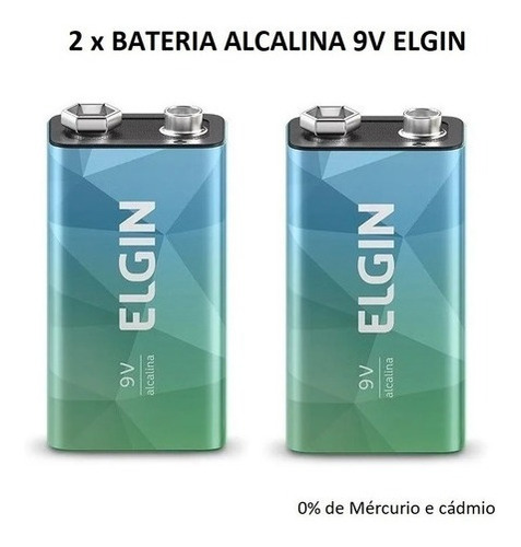 Baterias Alcalinas 9v Elgin 6lr61 - Kit Com Duas Unidades