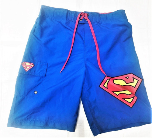 Traje De Baño Bermudas Hombre Superman Azul Talla Small 30  