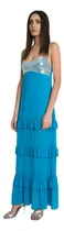 Comprar Vestido Largo Mujer Fiesta Gasa Volados Corpiño Lentejuelas