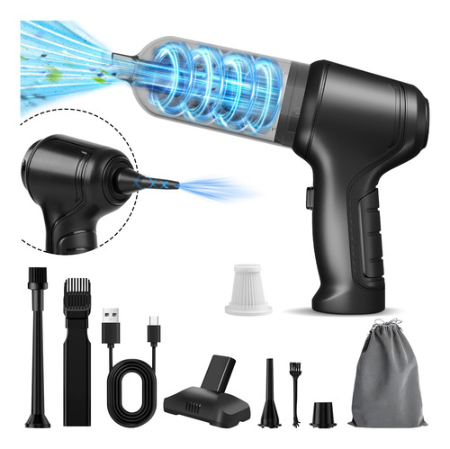 Aspiradora De Mano Inalámbrica 3 En 1 12000 Pa Mini Aspirado Motor Negro Sin Escobillas