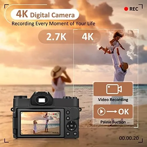 Venoal Digital Camera 4k, Camera Vlogging For Y Camera For Y