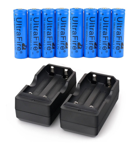 8pcs 5000mah Baterías De Li-ion De Batería 18650 3.7v Recarg