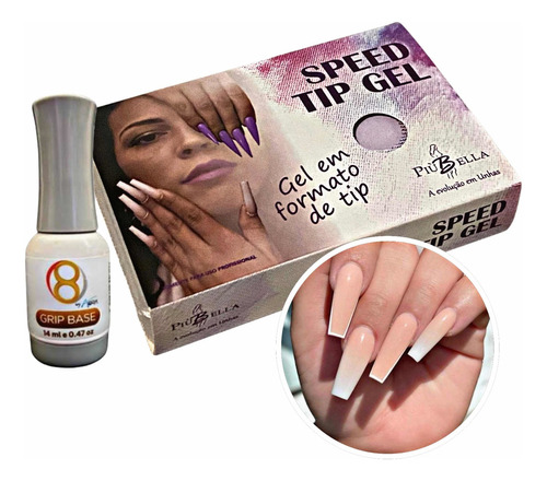 Gel Em Formato De Tip + Grip Base Unhas Balerina Piu Bella