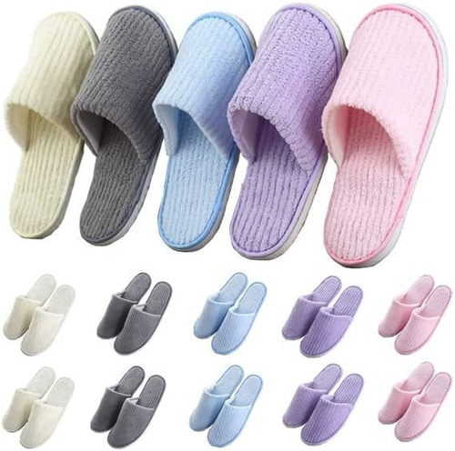 Uilb 5~10 Pairs Washable Disposable Home Slippers For Famil.
