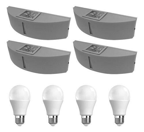 Combo 4 Aplique Exterior Bidireccional Led 12w Día Fría Gris