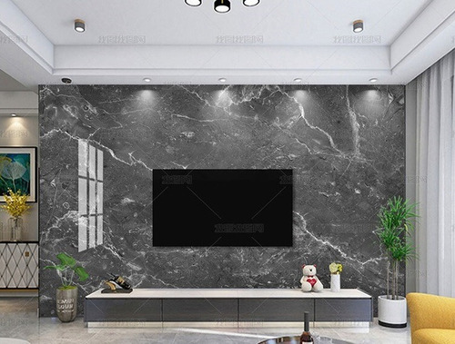Imagen 3 de 4 de Papel Autoadhesivo Pared Mármol Gris Diseño Decoración