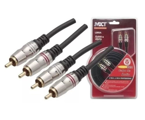 Cabo 2 + 2 Rca Profissional 5m Duplo Anti-ruído Blindado Mxt