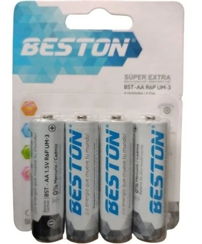 Baterías Aa Pilas Besto Carbono 1.5v Pack X4 Unidad Alcalina