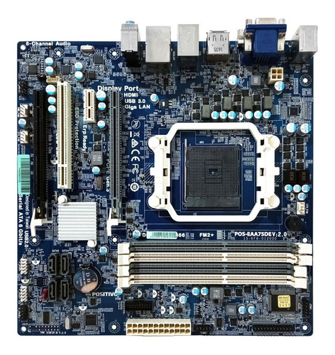 Placa Mãe Pos-eaa75de V:2.0 Socket Fm2b Fm2+ Amd Ddr3 Hdmi Cor Azul
