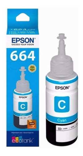 Botella De Tinta Cyan Epson 664 L110/l200/l210/l350/l355/