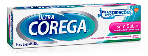 Corega Ultra Creme Fixador Para Dentaduras Sem Sabor 12h 40g