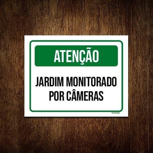 Kit 5 Placaatenção Jardim Monitorado Por Câmeras