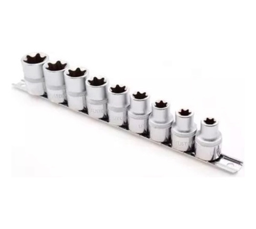 Juego Dado Tubo Torx Set 9pcs X 1/2¨ E10 - E24
