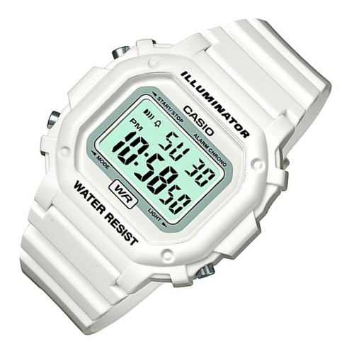 Reloj Casio F-108whc Digital 43mm Cronómetro Led Original Color de la correa Blanco Color del bisel Blanco