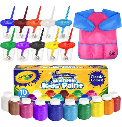 Pintura Lavable Para Niños 10 Colores, 10 Tazas De Pintura S