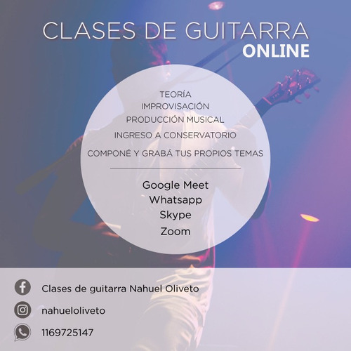Imagen 1 de 2 de Clases De Guitarra Online Blues Rock Metal Pop Jazz