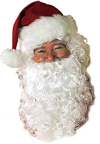 Barba Papai Noel Artificial Cacheada Com Gorro E Sino
