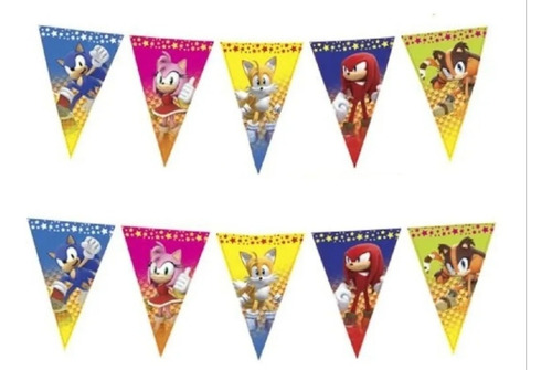 Banderín Guirnalda Sonic Para Cotillón Cumpleaños 