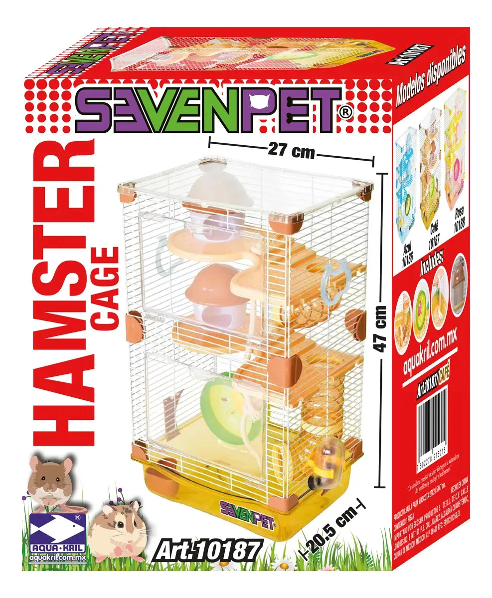 Jaula Casa Hamster Bebedero Rueda Comedero 27x20.5x47cm