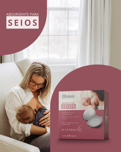 Absorventes para seios Cottonbaby Mamãe com 12 unidades