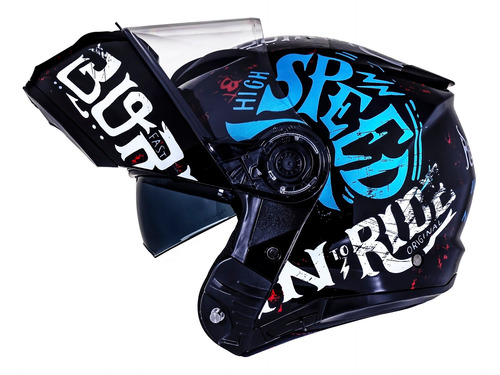 Capacete Norisk Force Born To Ride Preto Azul Robocop