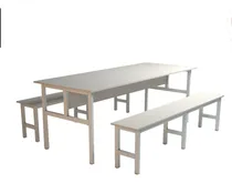 Comprar Mesa Refeitório 8 Lugares Com 2 Bancos Metal Wood Design