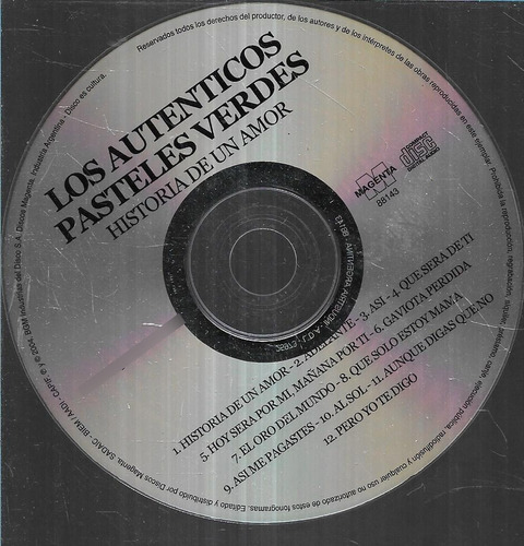 Los Autenticos Pasteles Verdes Album Historia De Un Amor C 