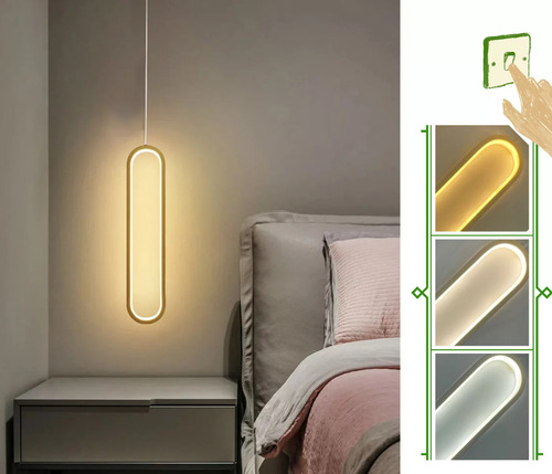 Pendente Minimalista Led Oval Moderno Dourado Cabeceira Lavabo Ilha Cabo 2m Luz 3/1 - Green Age