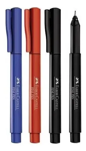 Kit C/4 Caneta Fine Pen 0,4mm Ponta Fina Faber Castell