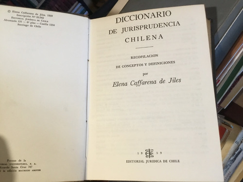 Elena Caffarena Diccionario De Jurisprudencia Chilena 1959