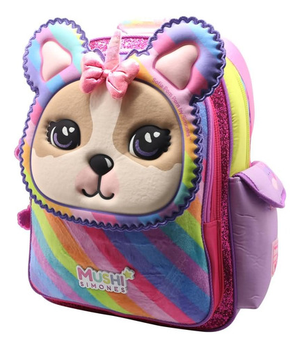 Mochila Escolar Simones Mushi Kind Color Rosa Diseño De La Tela Lisa