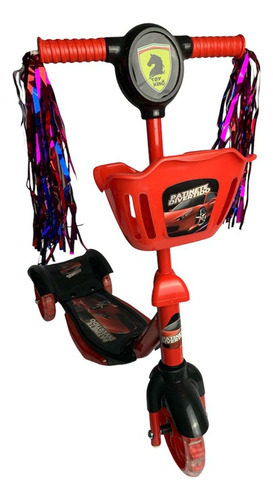 Brinquedo Patinete Divertido Cor Preto Com Cesta Luz E Som