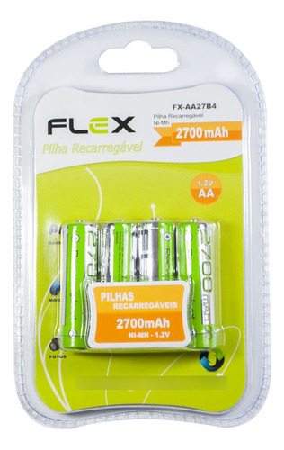 Pilhas Aa Recarregável Flex Gold Com 4 Unidades