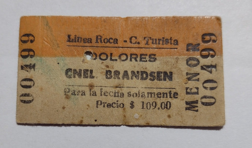 Boleto Ferrocarril Roca Estación Dolores A Cnel. Brandsen 
