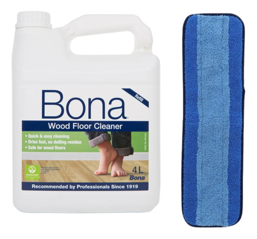 Pack Bidon Bona Recarga Madera 3,8l + Mopa De Microfibra 