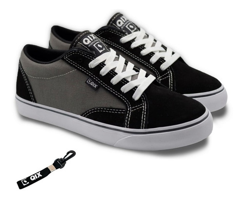 Imagem 1 de 6 de Tênis Qix Skate Dt Old Preto Black Cinza Masculino E Feminino Original Skate Envio Imediato Promoção