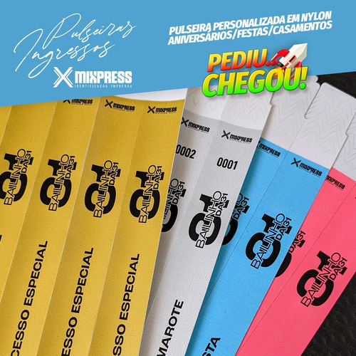 Imagem 1 de 6 de Pulseira Identificação Nylon Impressão Premium . 450 Unids
