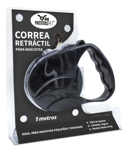 Coleira retrátil para cães de 5 m para animais de estimação médios, máx. 20 kg