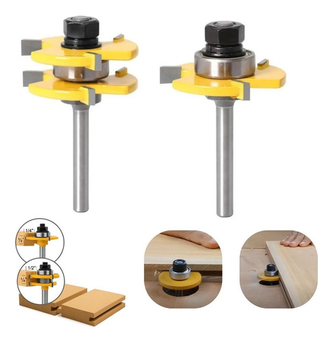 Kit Fresas Macho E Fêmea 2 Pçs P/ Tupia Laminadora Haste 6mm
