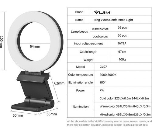 Imagen 9 de 9 de Luz Led Para Laptop Monitor Vijim Cl07 Fría Cálida Linea Pro