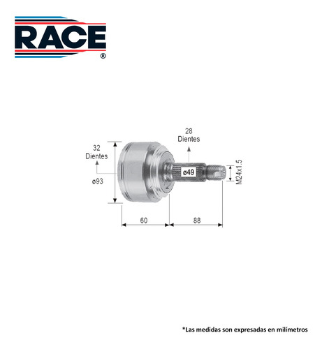 Espiga Para Honda Cr-v Lx 2.4l 2006 T/a Lado Der/izq Race