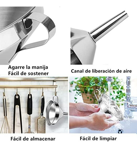 Kit Embudos Colador De Extracción Cocina Rellenar Líquidos