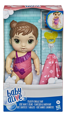 Baby Alive Splashn Snuggle - Muñeca De Pelo Castaño Bebé.